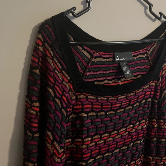 Lane Bryant Multi Color Semi Sheer Stretch Sweater Dress Size 14/16 - Picture 7 of 9